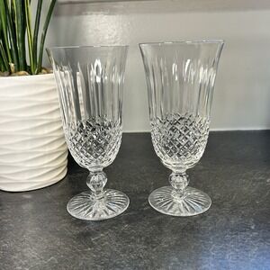 2- Tiffin-Franciscan Regent Crystal Iced Tea Stemmed Glass 6 5/8" EUC‎